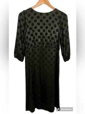 Express Black Polka Dot Midi Dress